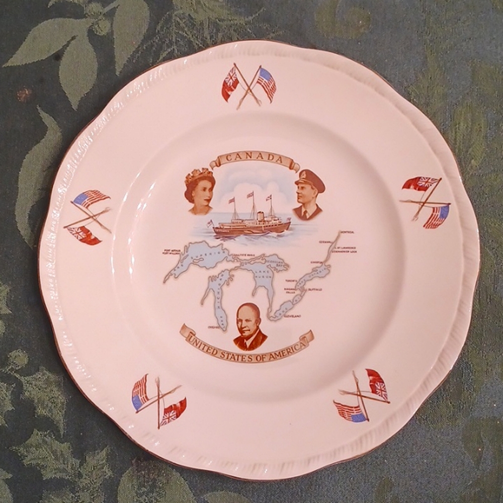 Alfred Meakin Vintage Queen Elizabeth St. Lawrence Seaway Commemorative Plate